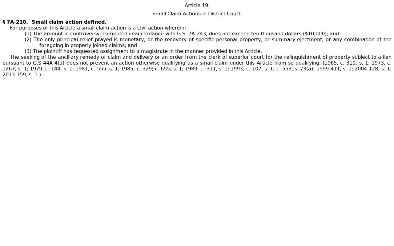Perquimans County civil docket source for the $10000 small-claims limit