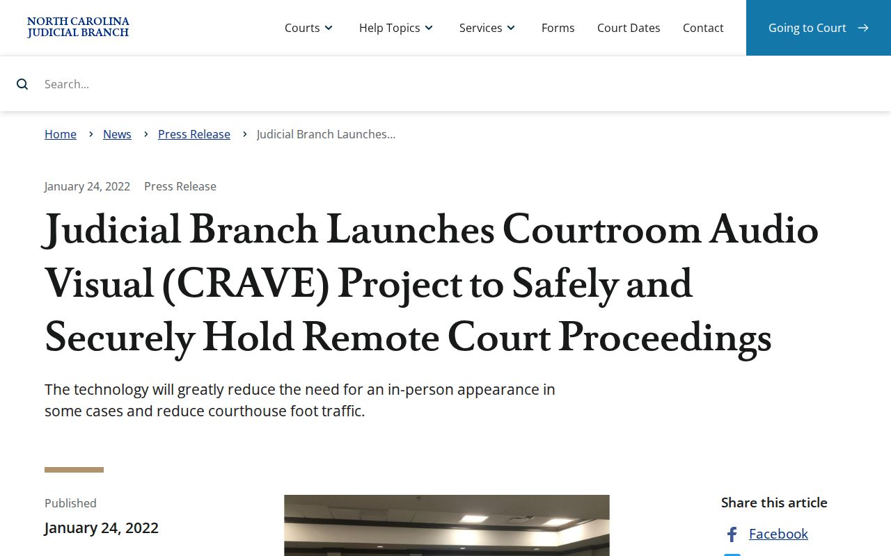 Perquimans County court calendar source about the CRAVE remote-proceeding project