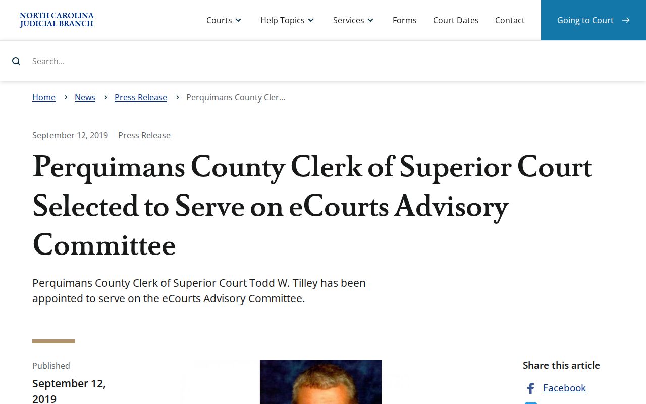 Perquimans County criminal docket source on eCourts modernization