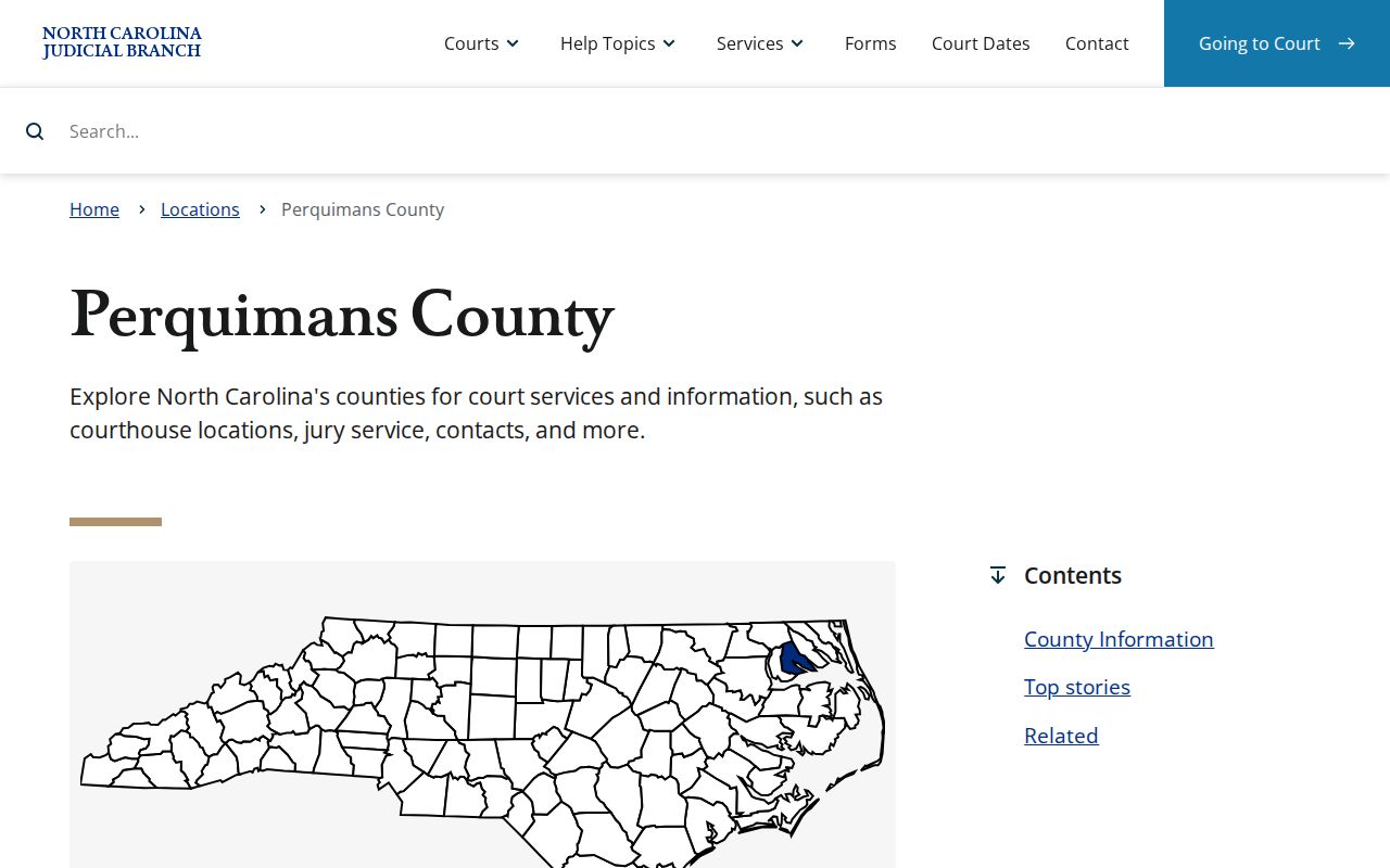 Perquimans County court docket Judicial Branch landing page for local court services
