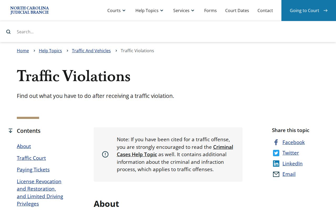 Perquimans County traffic ticket source explaining official traffic citation rules
