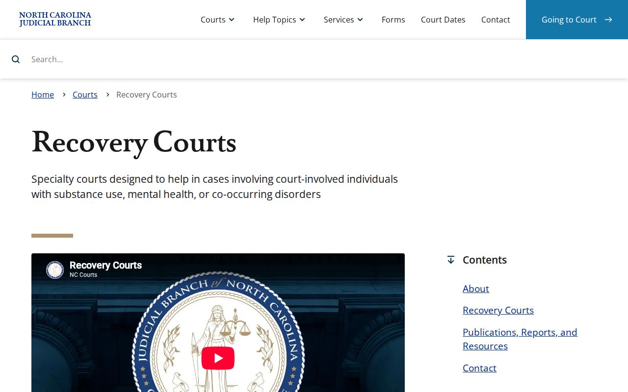 Winfall court docket source for North Carolina Recovery Courts information